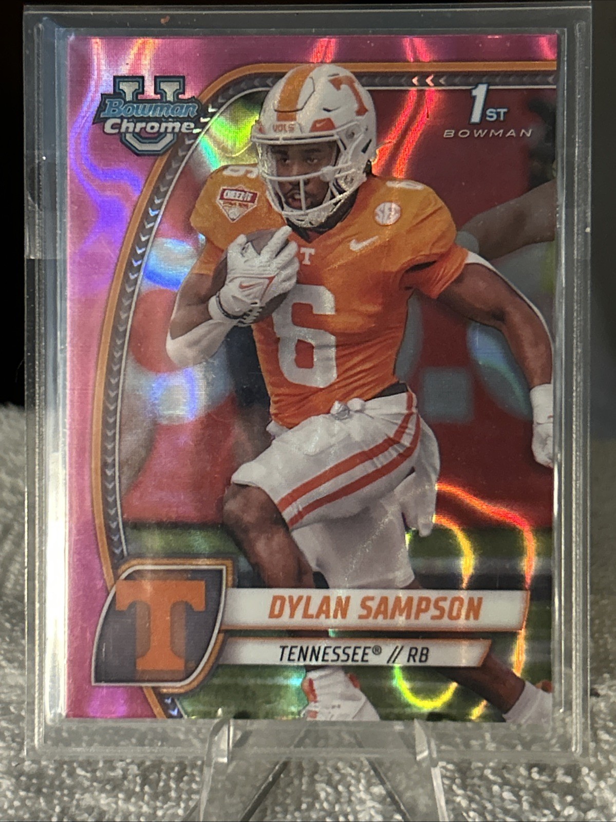 2024 Bowman University Chrome – Dylan Sampson #69 Pink Lava Refractor (RC)