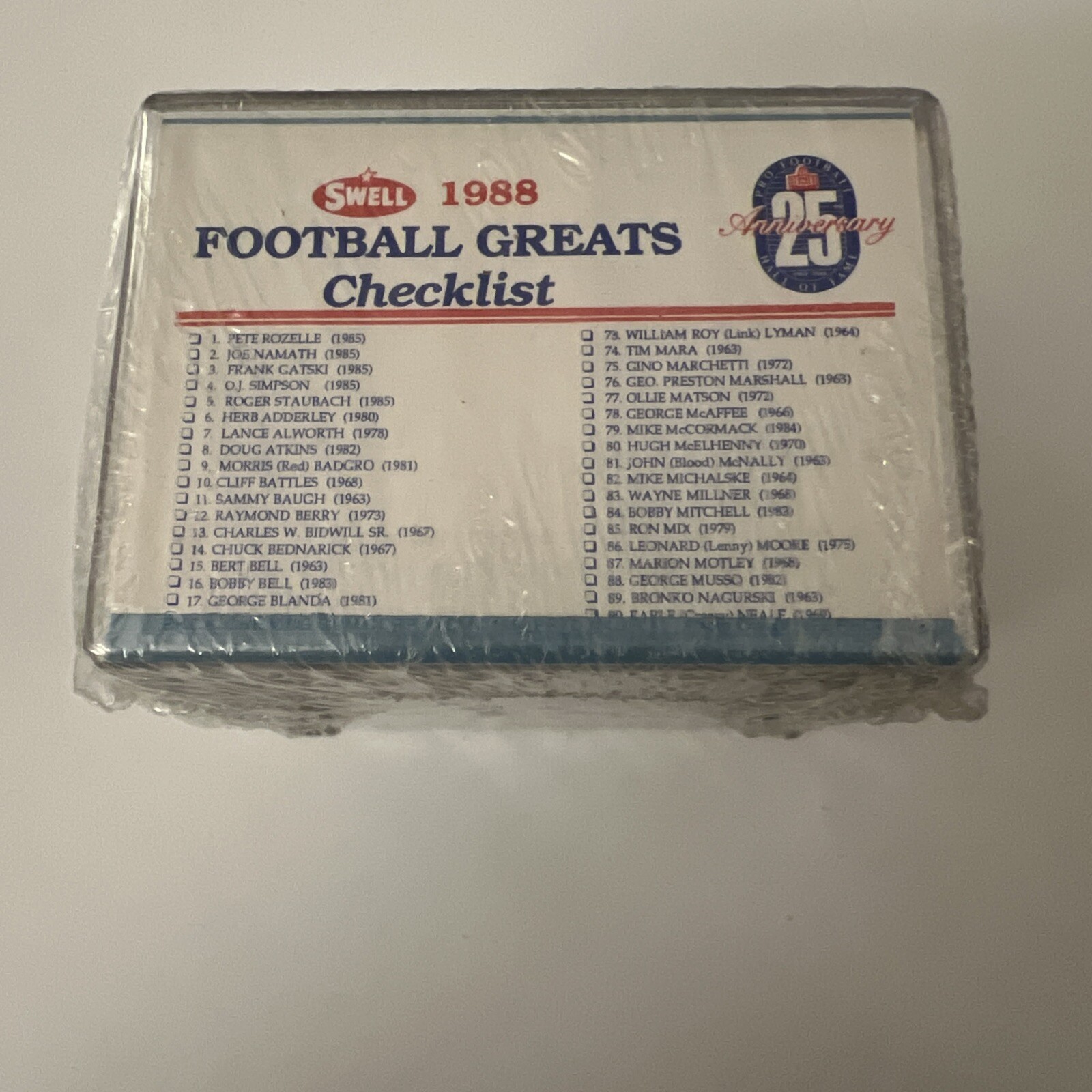 1988 Swell Football Greats 25th Anniversary Hall Of Fame Set Complete