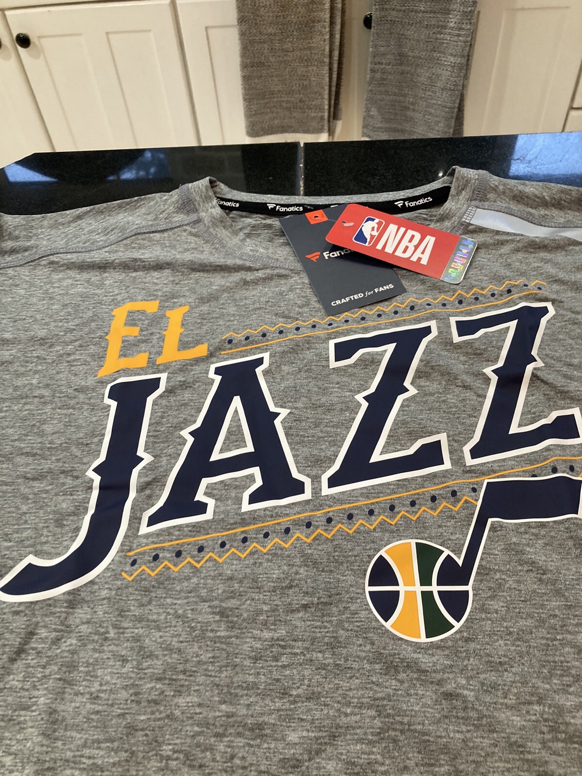 MENS FANATICS UTAH JAZZ EL JAZZ LATIN NIGHTS S/S T SHIRT GRAY XXL 2XL NWT