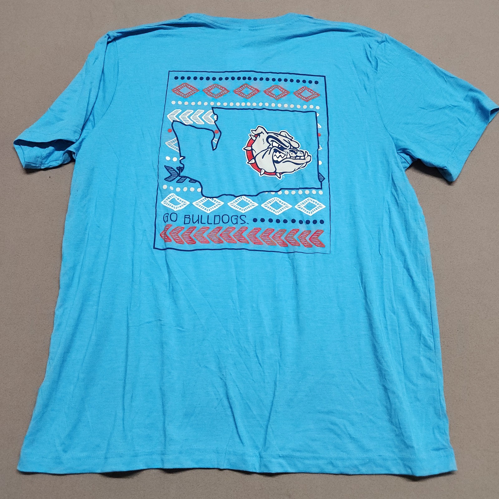Gonzaga Bulldogs Collegiate T Shirt 2XL Polyester Cotton Rayon Light Blue 133