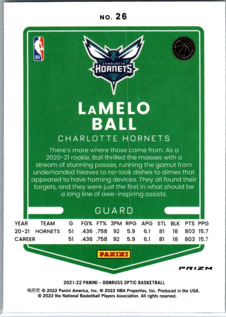 2021-22 Donruss Optic Target Exclusive SP Silver Pulsar Prizm LaMelo Ball