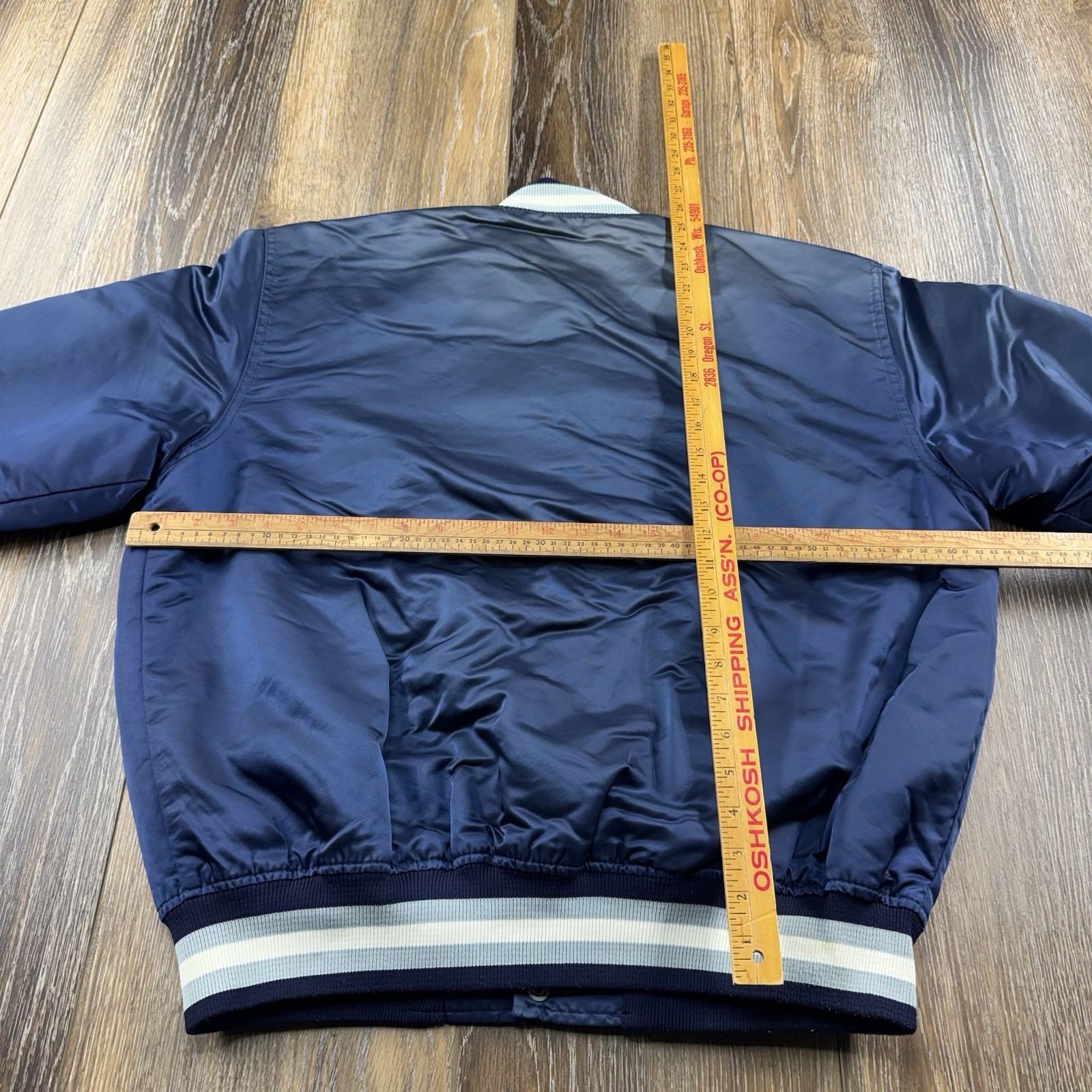 Vintage Georgetown Hoyas Satin Bomber Jacket Mens XL Blue Starter USA 90s Coat