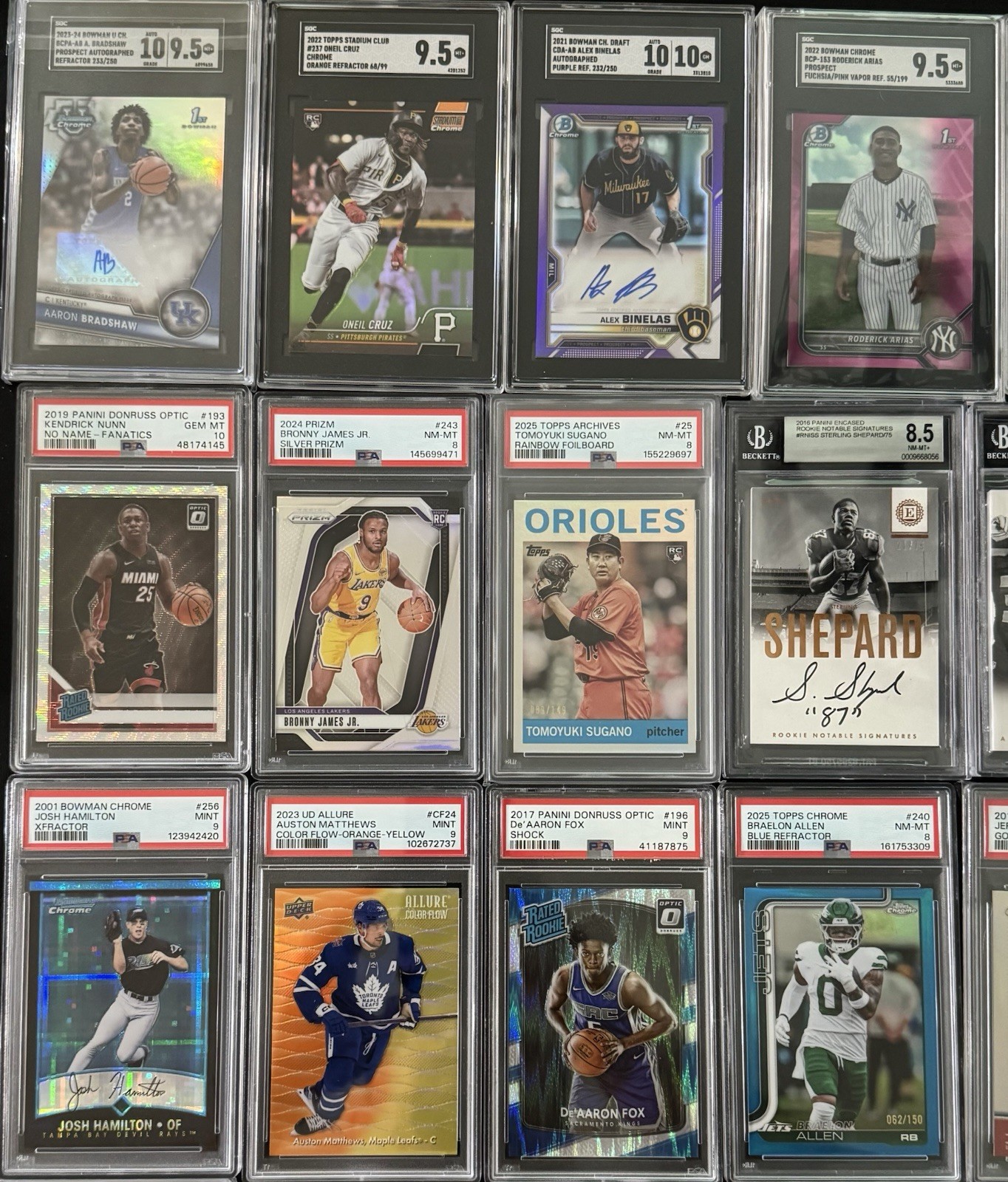 240 Card Multi-Sport Graded, Auto, Relic, #’d, Rookie & Or Parallel/Insert Lot