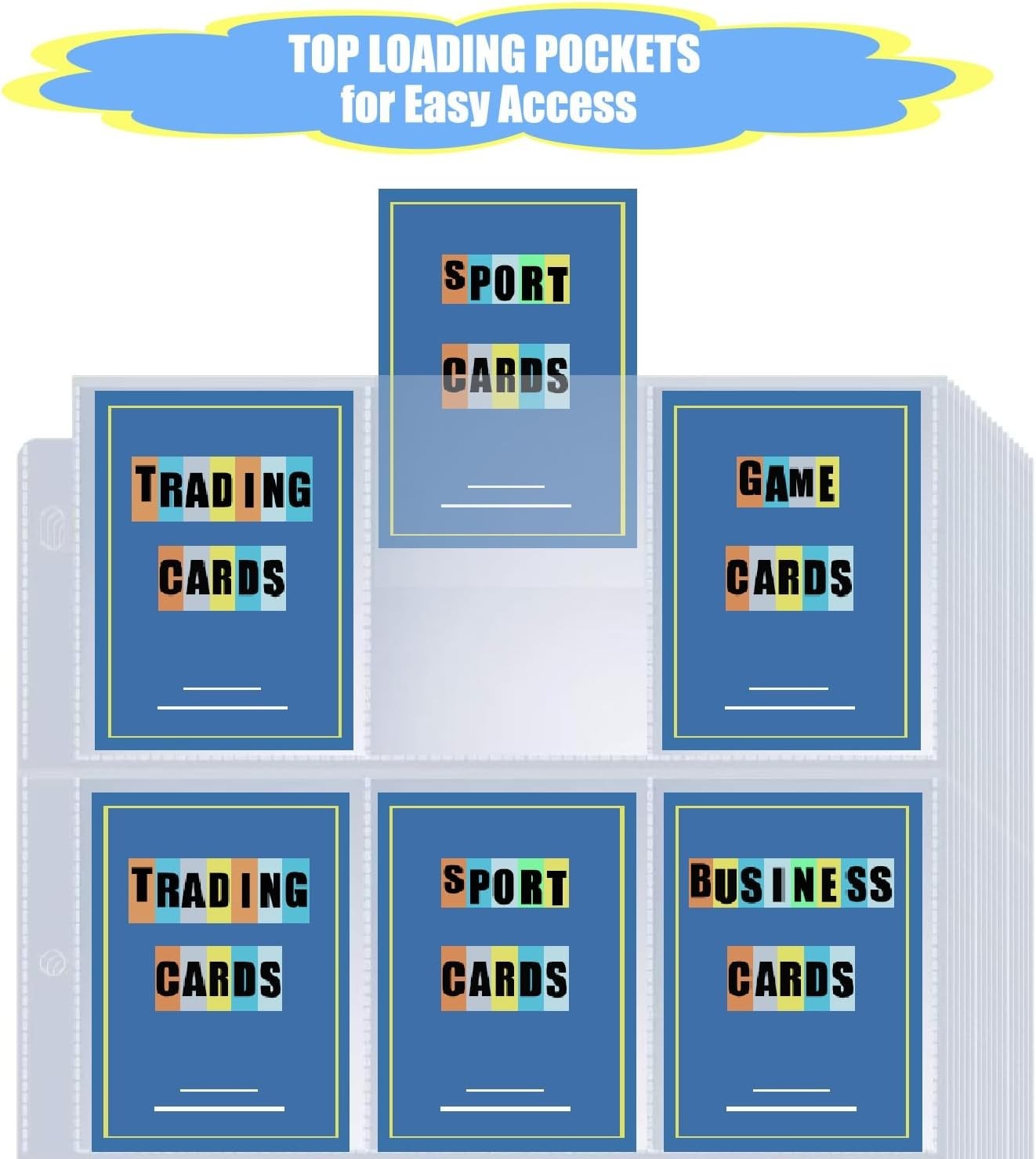 1800 Pocket Trading Card Album Binder Protector Page Sleeves 100 Sheets Baseball