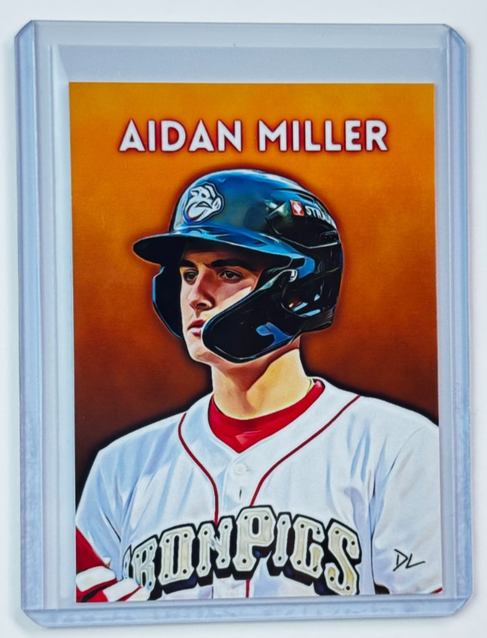 Aidan Miller Edition Artist Signed “Lehigh Valley Ironpigs” Trading Card 1/10