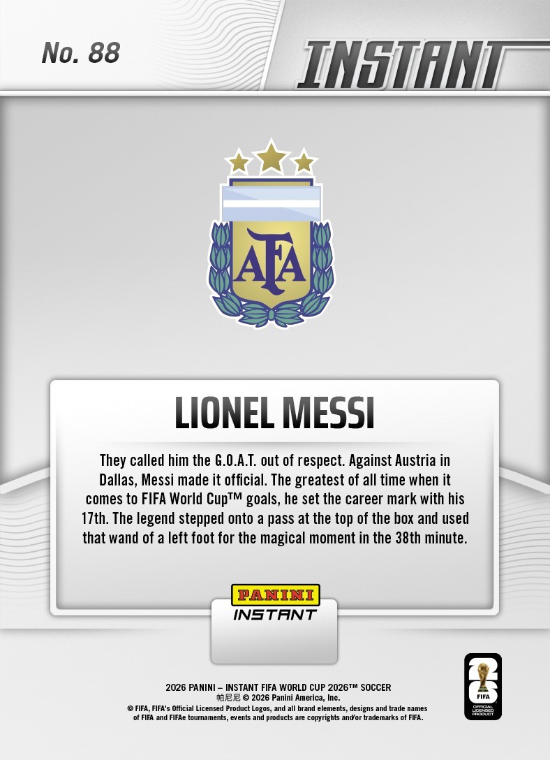 *PRESALE* 2026 Panini Instant FIFA World Cup Lionel Messi #88 ~ Argentina