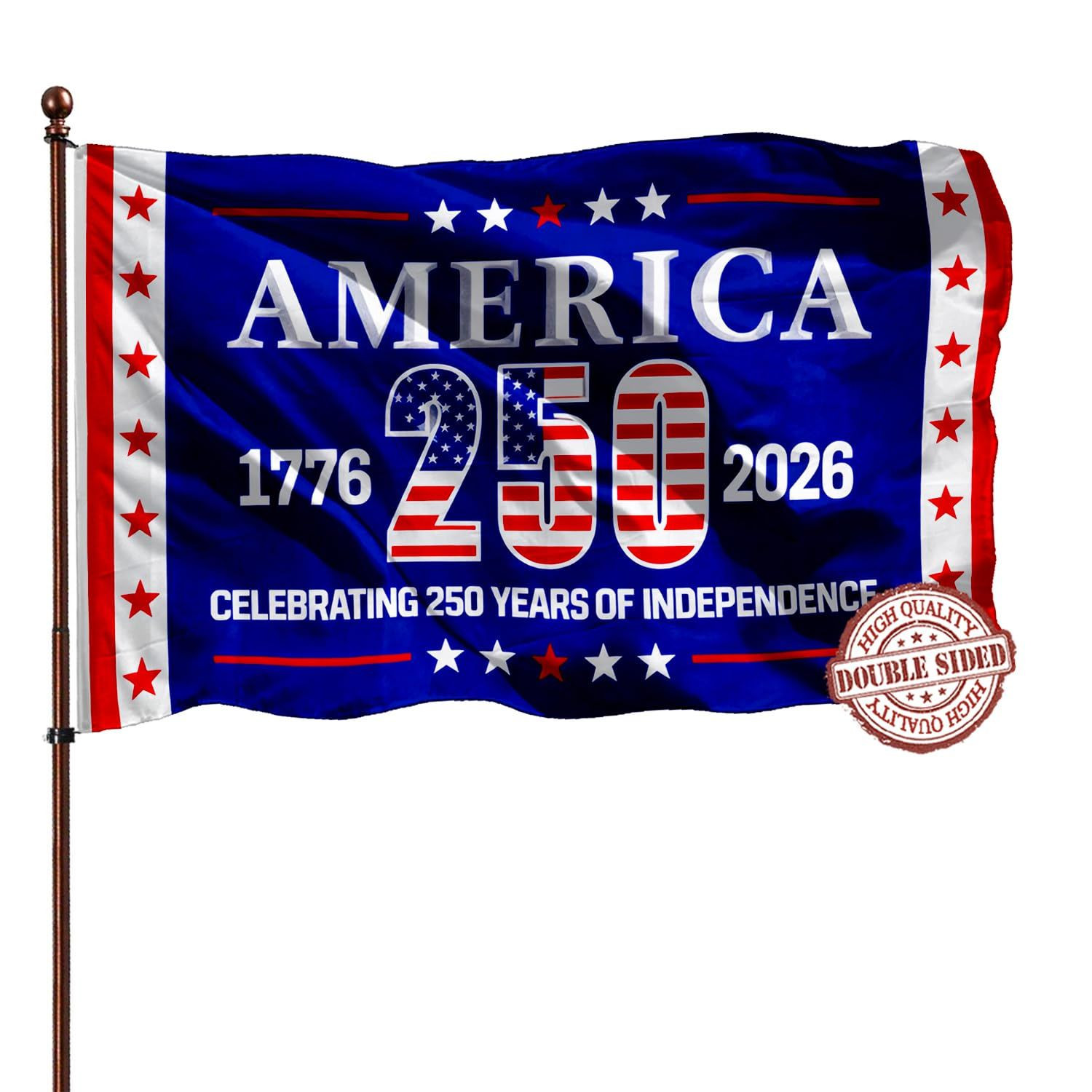 250th Year Anniversary USA Flag Outdoor 3×5 Double Sided- 3Ply 240D 4 blue