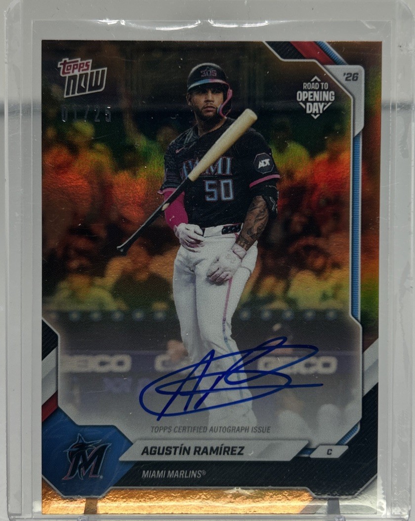 AGUSTIN RAMIREZ 1/25 Auto Orange Foil 2026 Topps Now Road to Opening Day Marlins