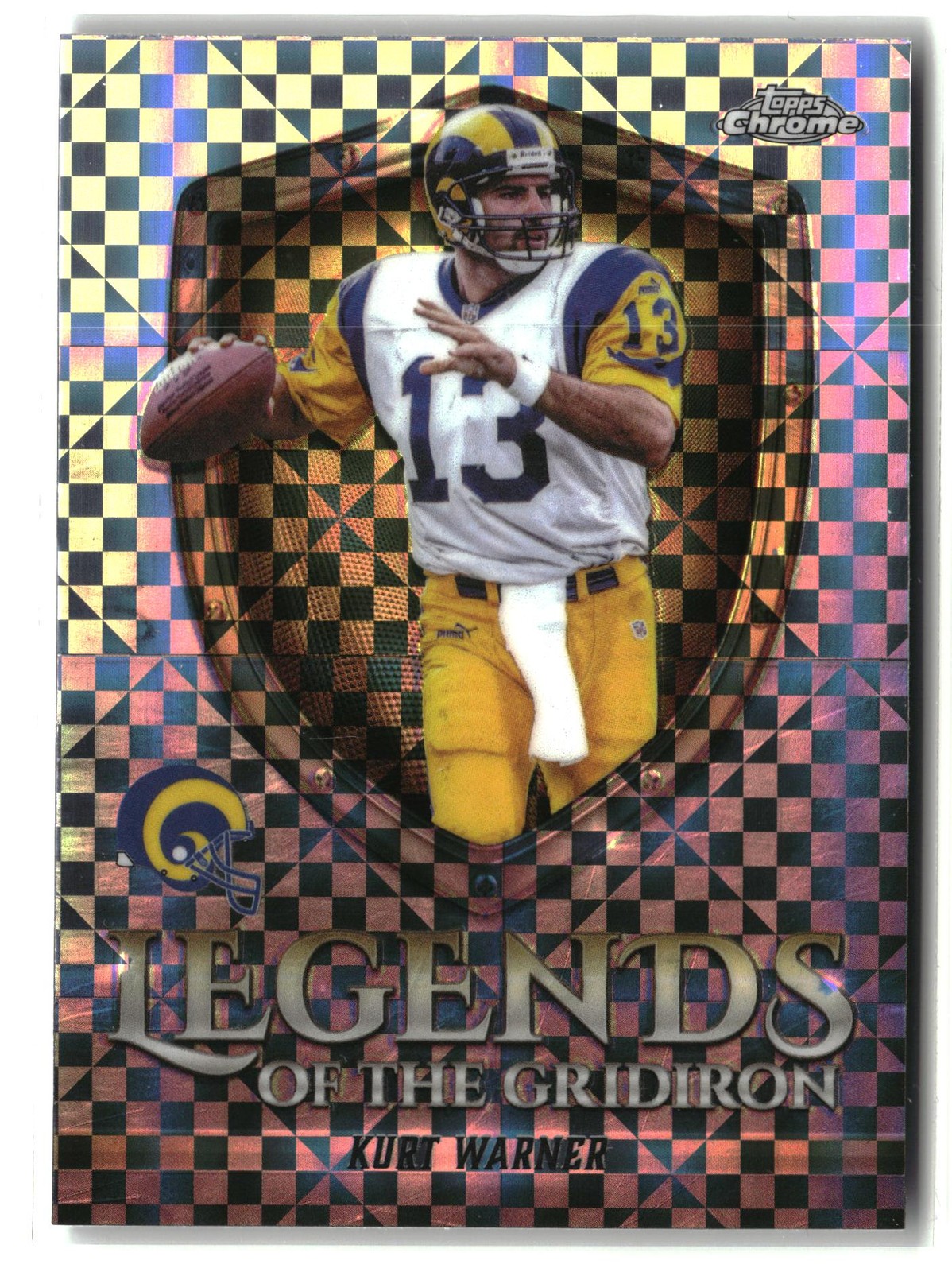 2025 Topps Chrome Kurt Warner Legends of the Gridiron X-Fractor Rams #LOG-1