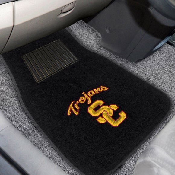 4PC NCAA USC Trojans Car Truck Black All Weather Carpet Floor Mats