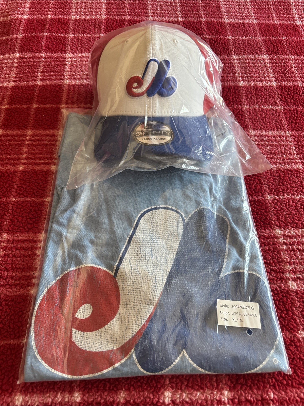 MLB Montreal Expos XL Shirt With Large/XL Expos Stretch Fit Hat Combo ⚾️
