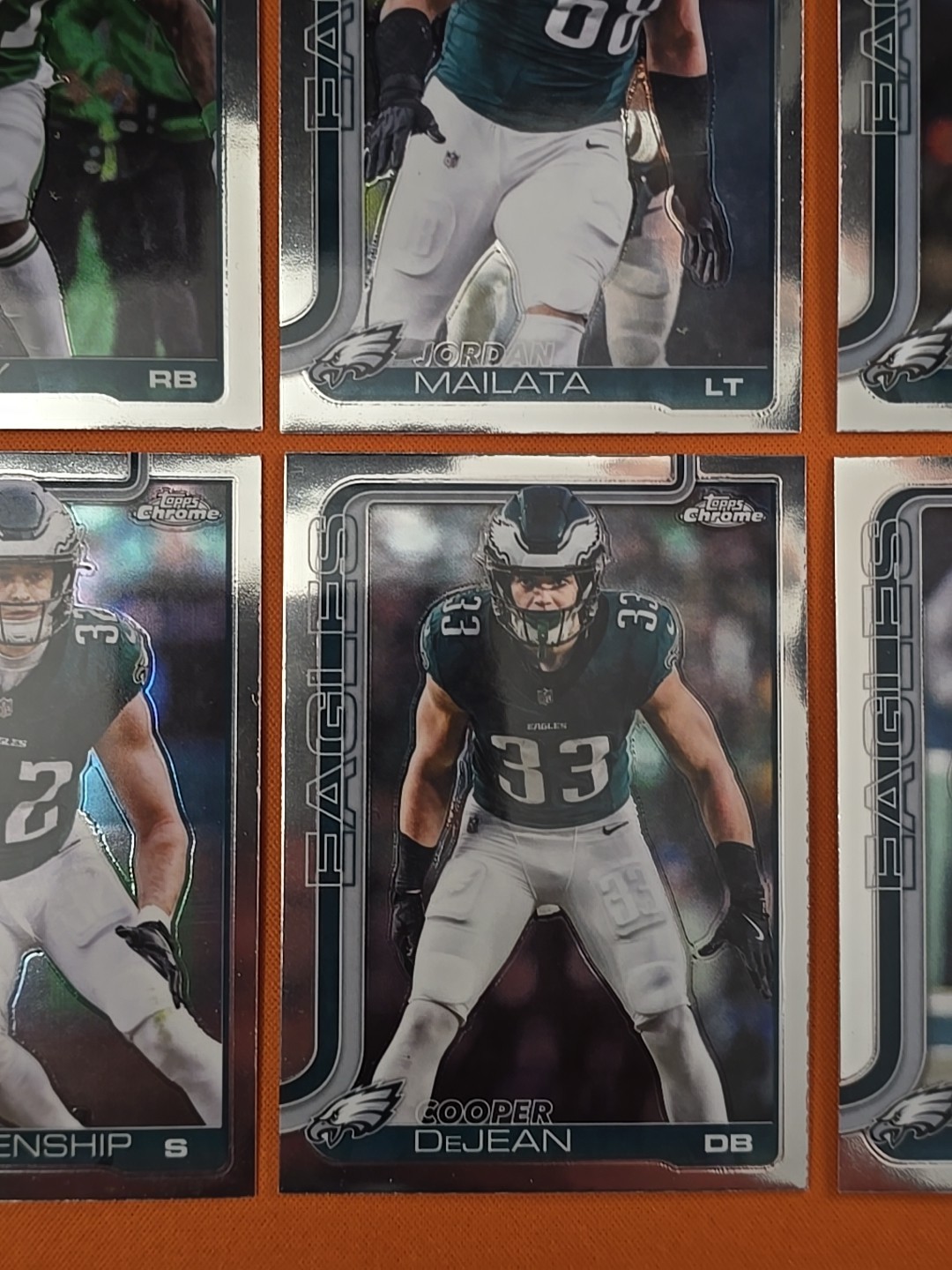 🟢🦅⚪️ 2025 TOPPS CHROME PHILADELPHIA EAGLES COMPLETE BASE TEAM SET(13 CARD LOT)