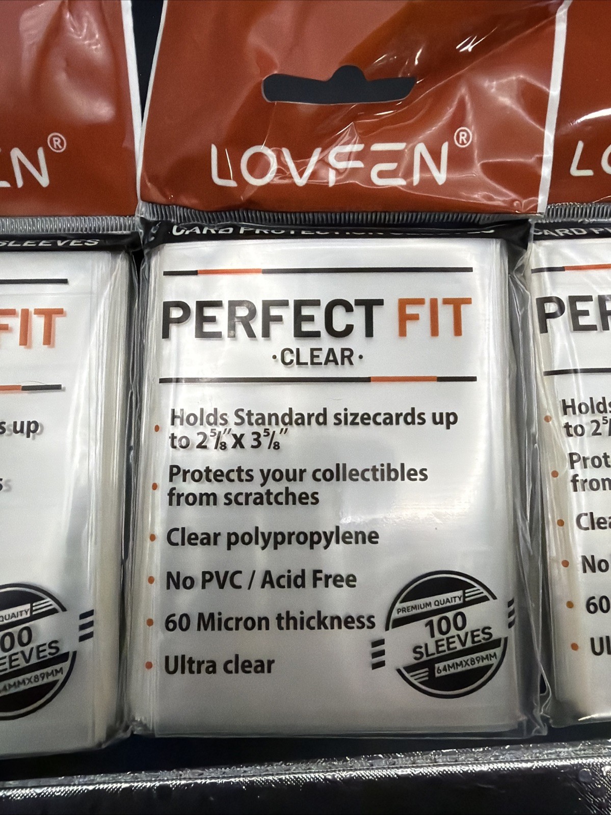 4x LOVFEN Perfect Fit Card Sleeves – 100 Pack Clear Polypropylene