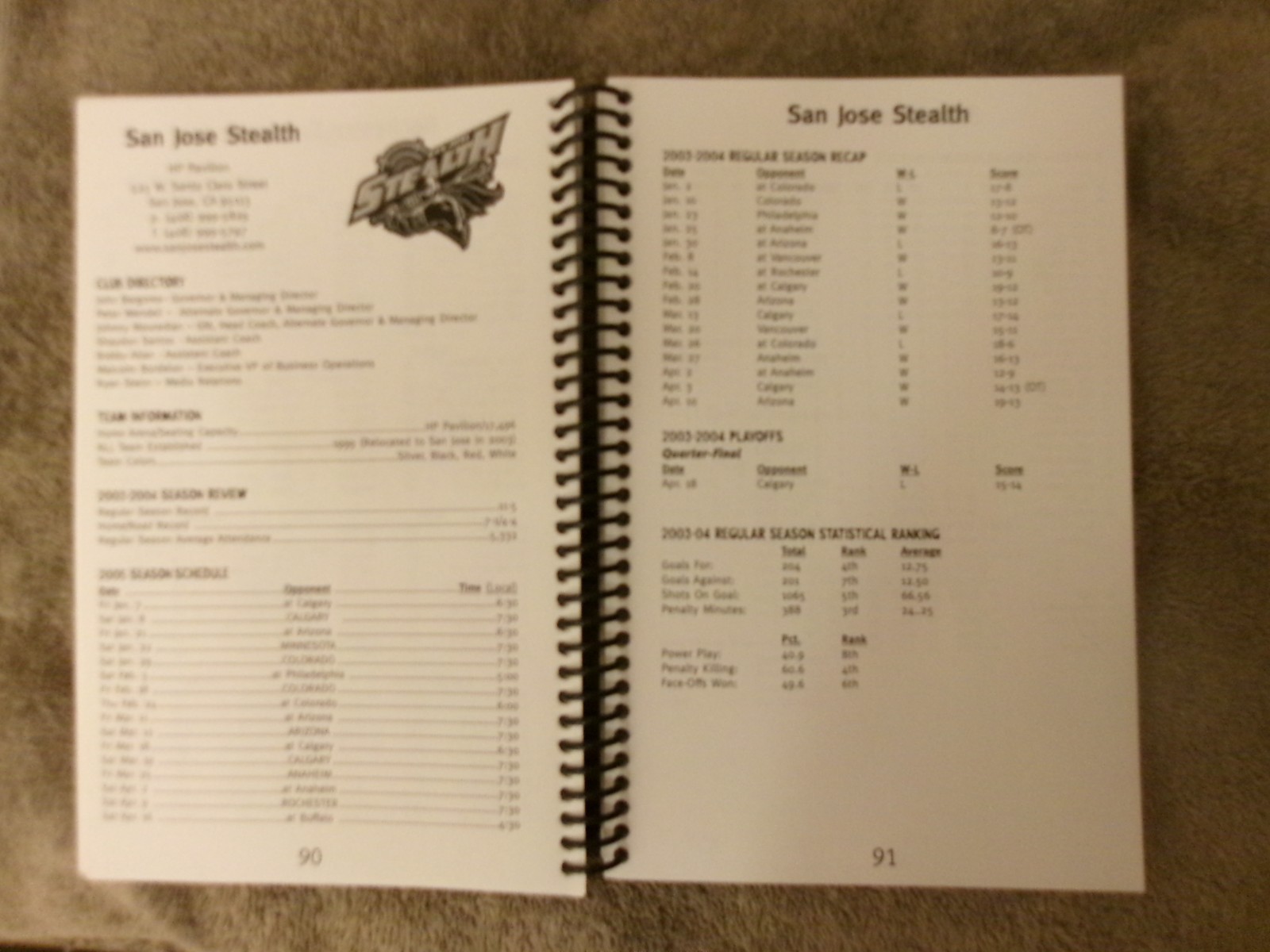 2005 NLL MEDIA GUIDE TORONTO ROCK GARY GAIT LACROSSE ARIZONA STING Program AD