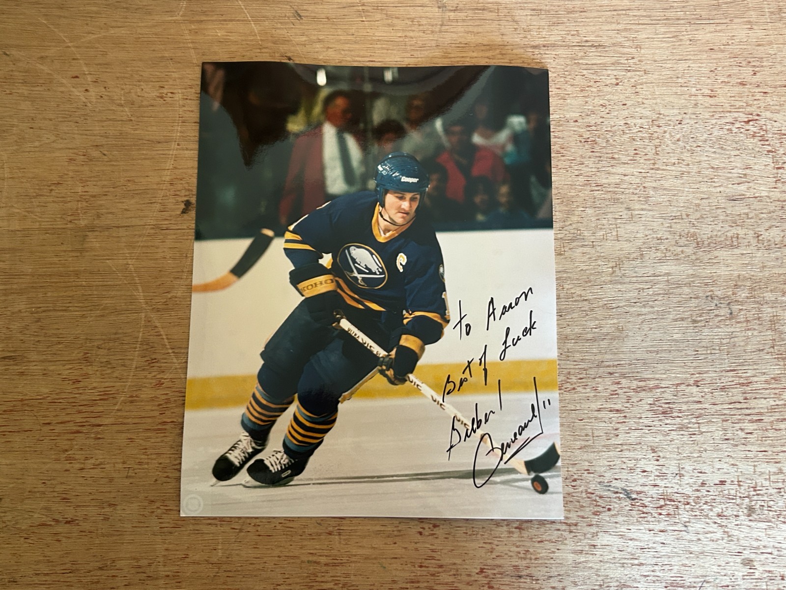 Gilbert Perreault Signed 8×10 Photo Hockey Hall Of Fame Sabres HOF To Aaron