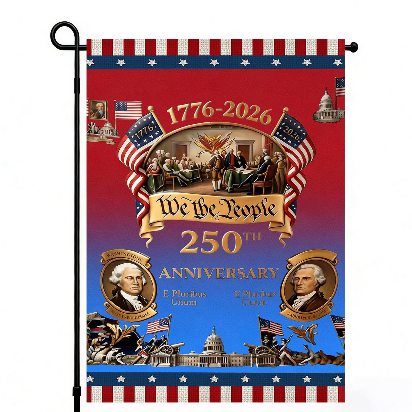 250 Years Anniversary Garden Flag,250th USA Flag Blue Red
