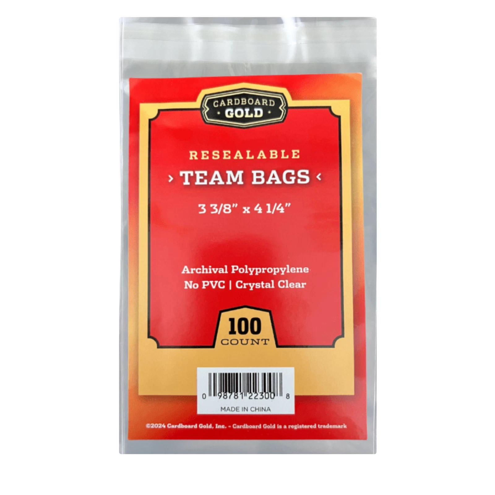 100 Cardboard Gold Team Bags Resealable Card Sleeve Quantity Discounts!!!