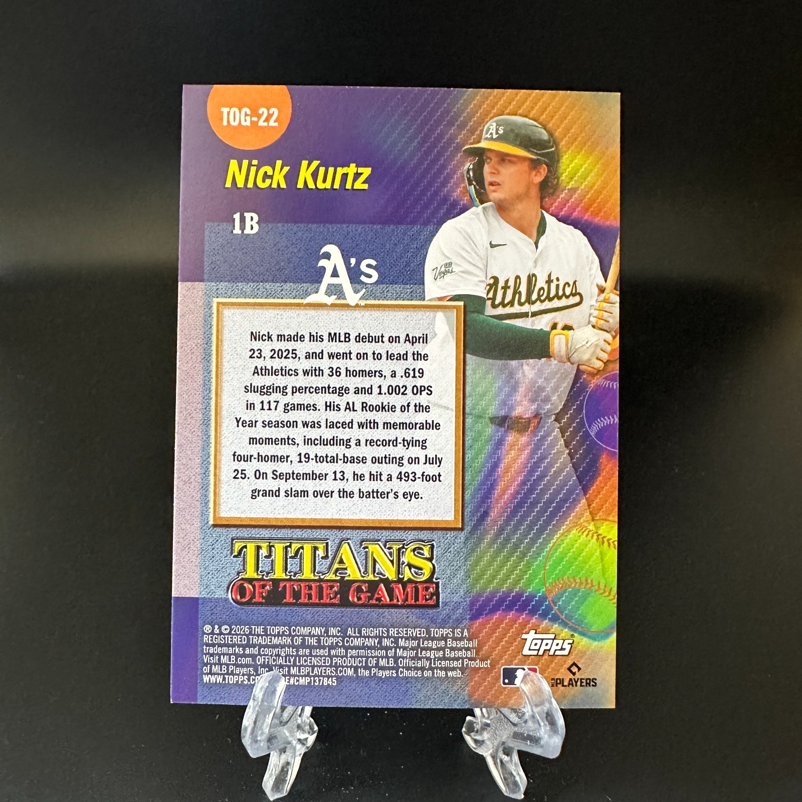 2026 Topps Series 2 – Nick Kurtz Titans of the Game #TOG-22 Athletics