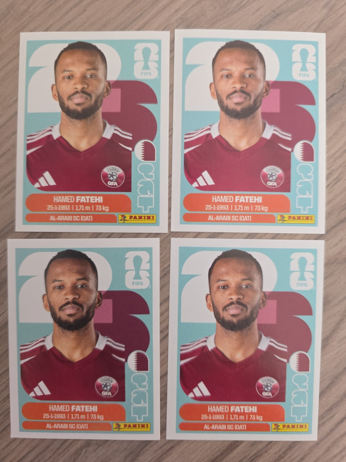 4x 2026 Panini FIFA World Cup Sticker Hamed Fatehi Qatar #QAT 12 Al-Arabi SC