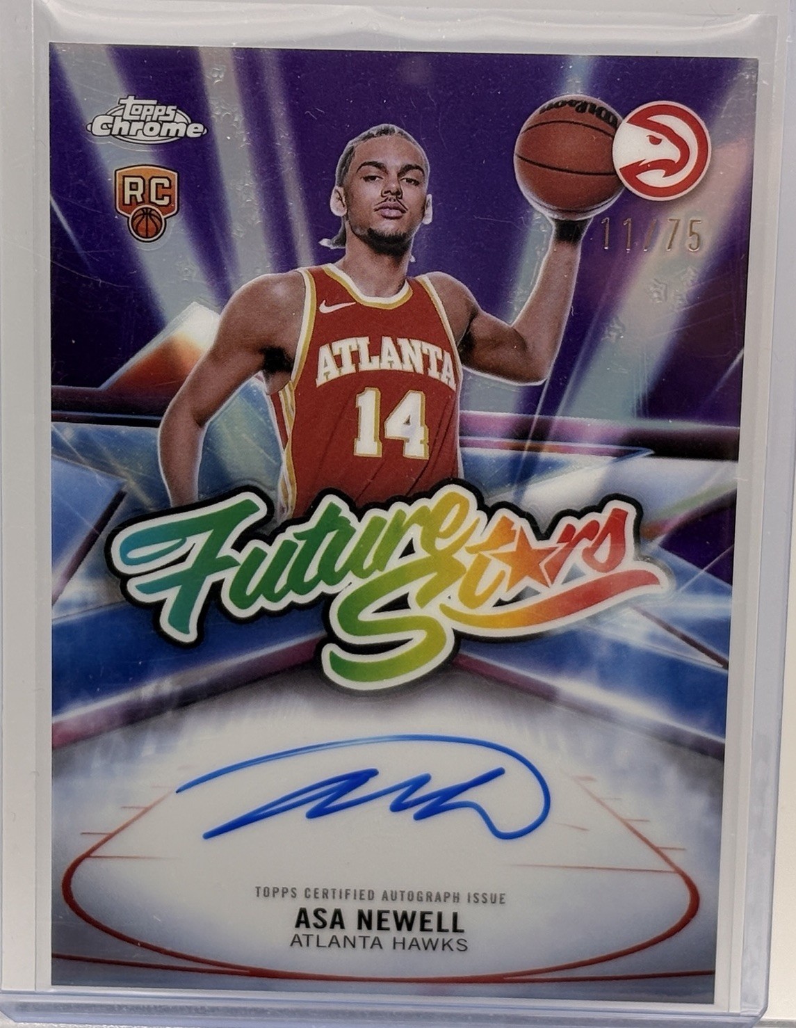 2025-26 Topps Chrome Future Stars Asa Newell On Card Auto Purple /75
