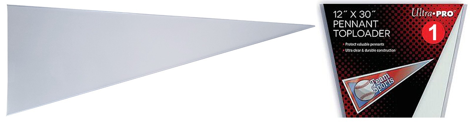 1 Ultra Pro Pennant Toploader 12×30 New Rigid Plastic Protective Sleeve Sports