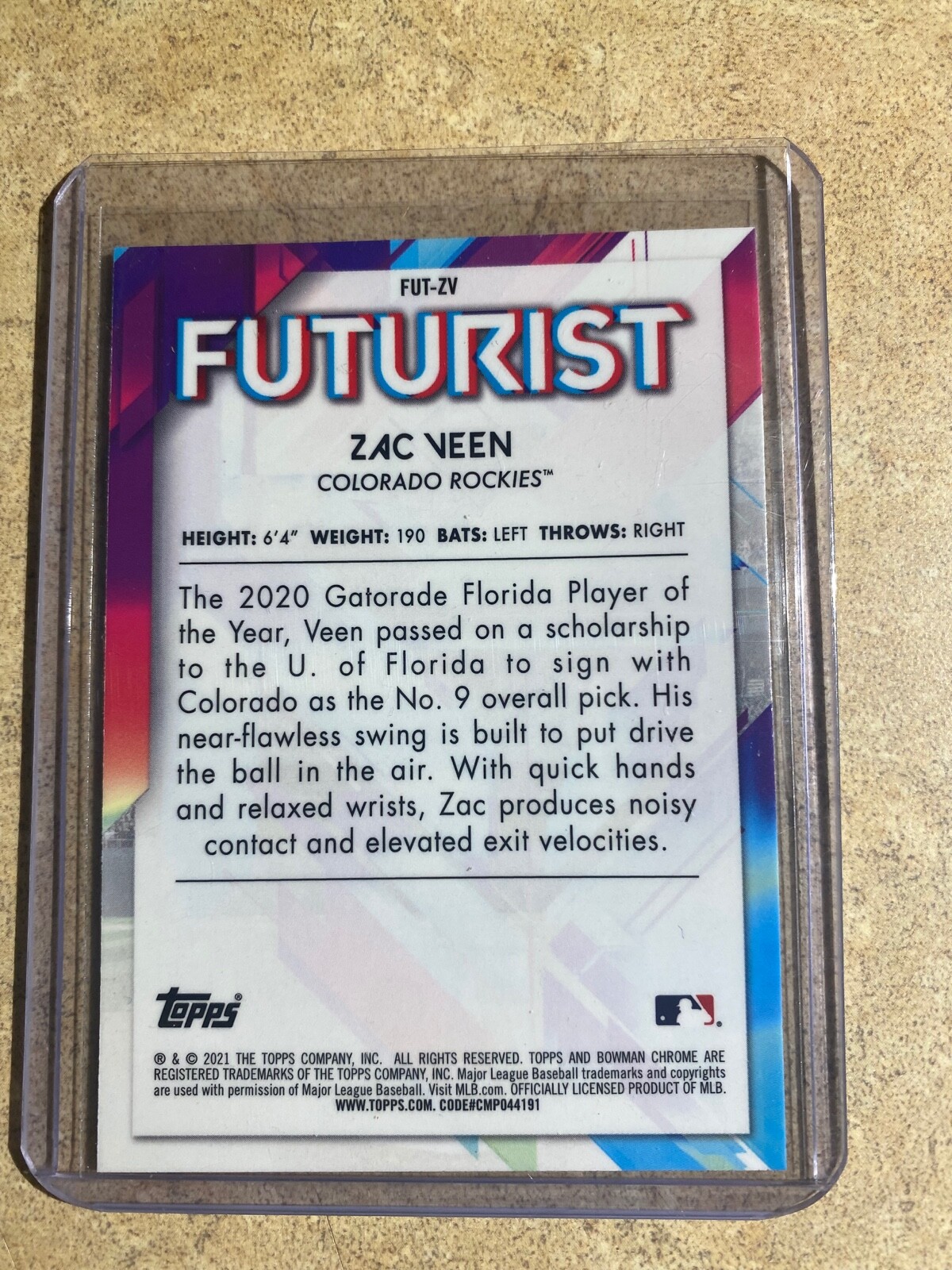 Zac Veen Bowman 2021 1st Edition, 2021 Chrome Futurist Insert Refractor, Rockies