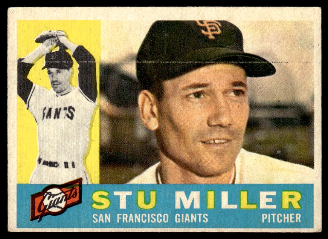 1960 Topps Baseball Card Stu Miller San Francisco Giants #378 VG-EX