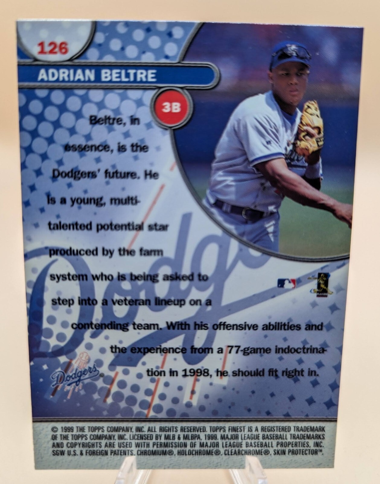 1999 Topps Finest Adrian Beltre Sensations card with coating #126 Dodgers HOF