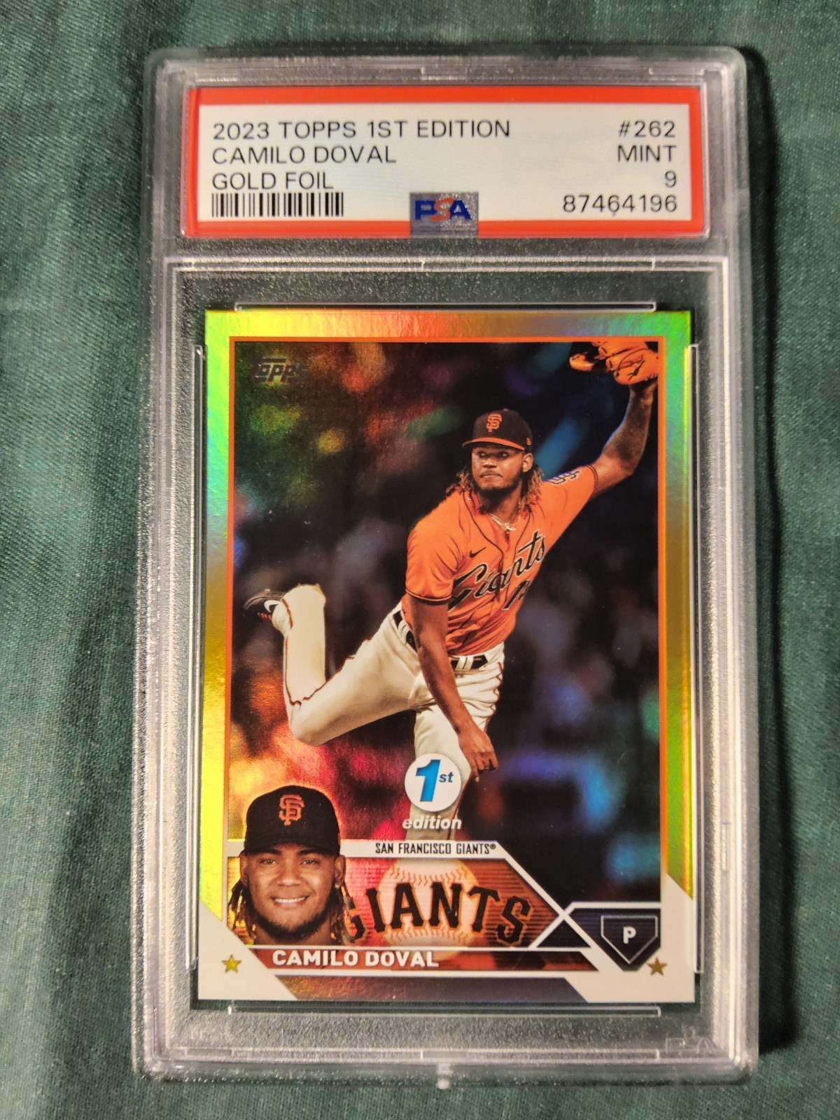 2023 TOPPS 1ST EDITION GOLD FOIL CAMILO DOVAL CARD #262 PSA 9 SF GIANTS