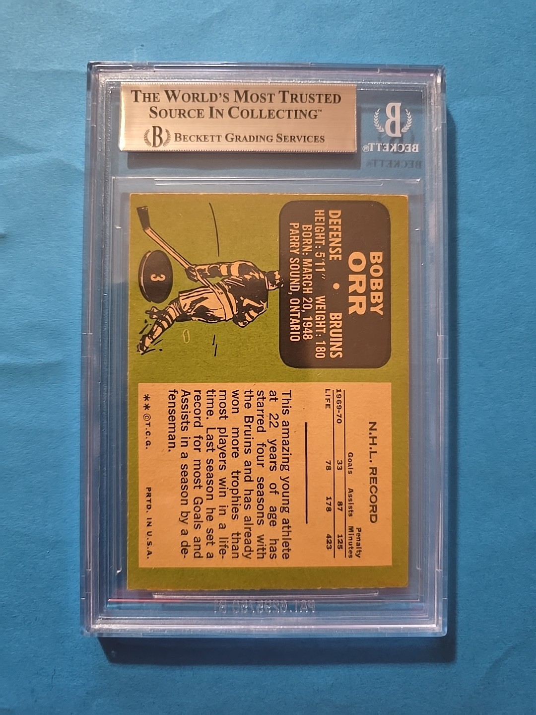 1970-71 Topps – Bobby Orr #3 BGS graded 3.5 In a fresh New Holder. Not PSA