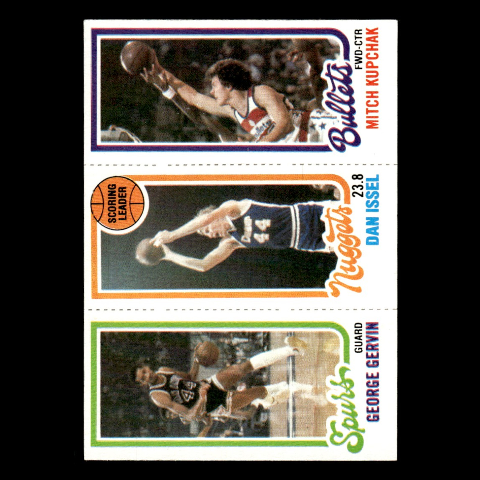 Mitch Kupchak/Dan Issel/George Gervin #249/72/208 1980 Topps Basketball Card NBA
