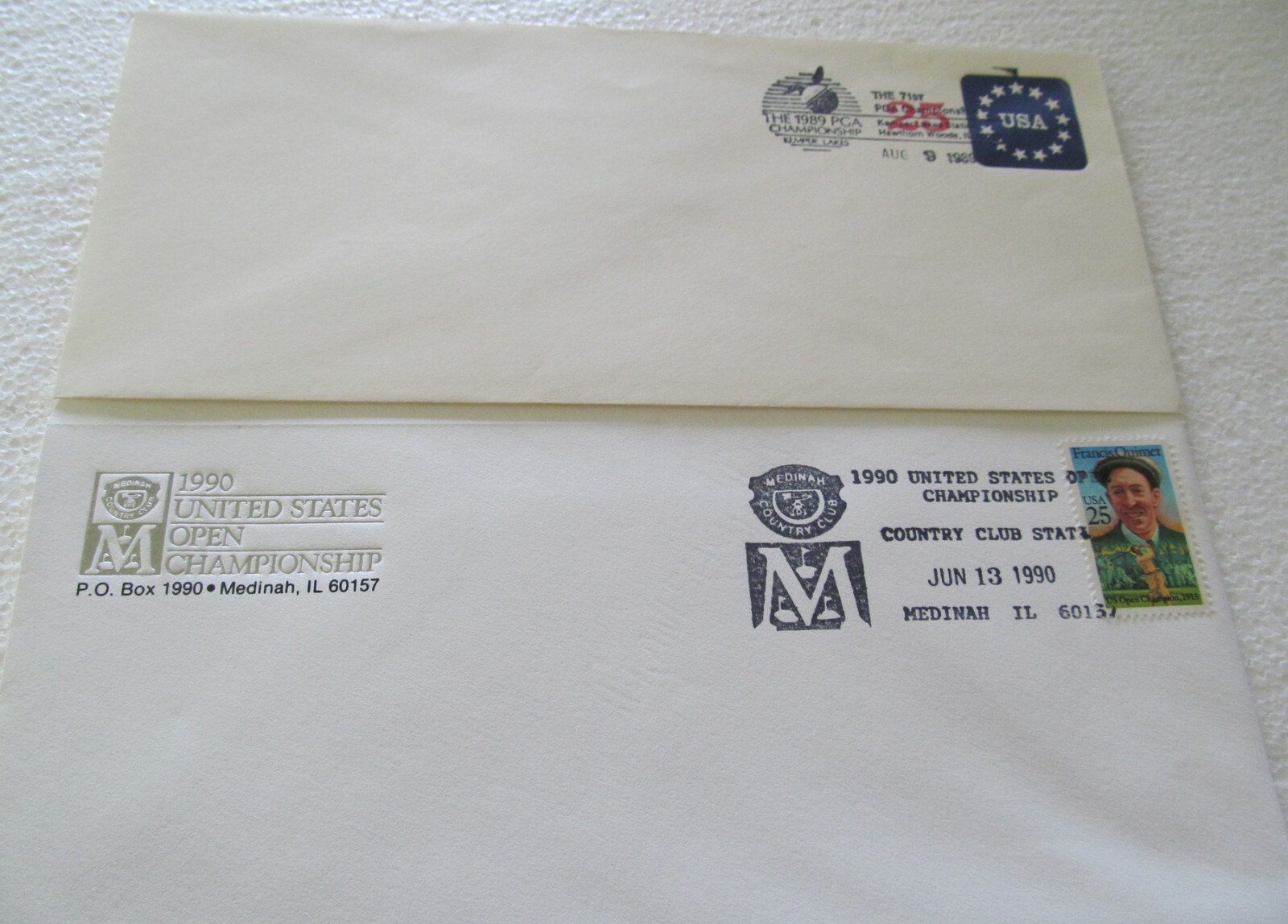 2 POSTAL EVENT COVERS-POSTMARKED BUT NEVER USED-MINT-FROM MAJOR CHAMPIONSHIPS
