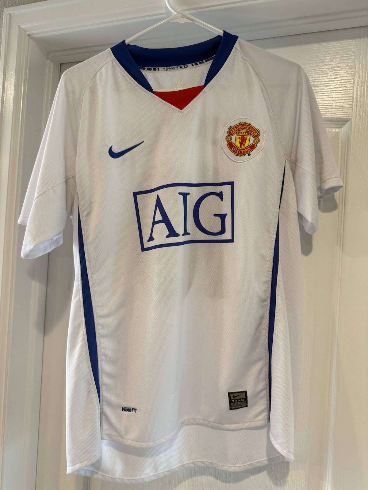 Nike Manchester United White/Blue Soccer Jersey Shirt Wayne Rooney 10 size M