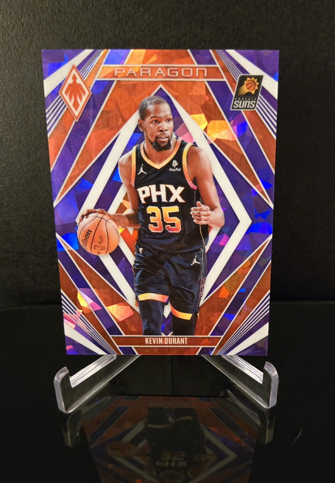 #’ed/25 🔥 KEVIN DURANT 2023 Panini Phoenix Paragon Purple Cracked Ice Refractor