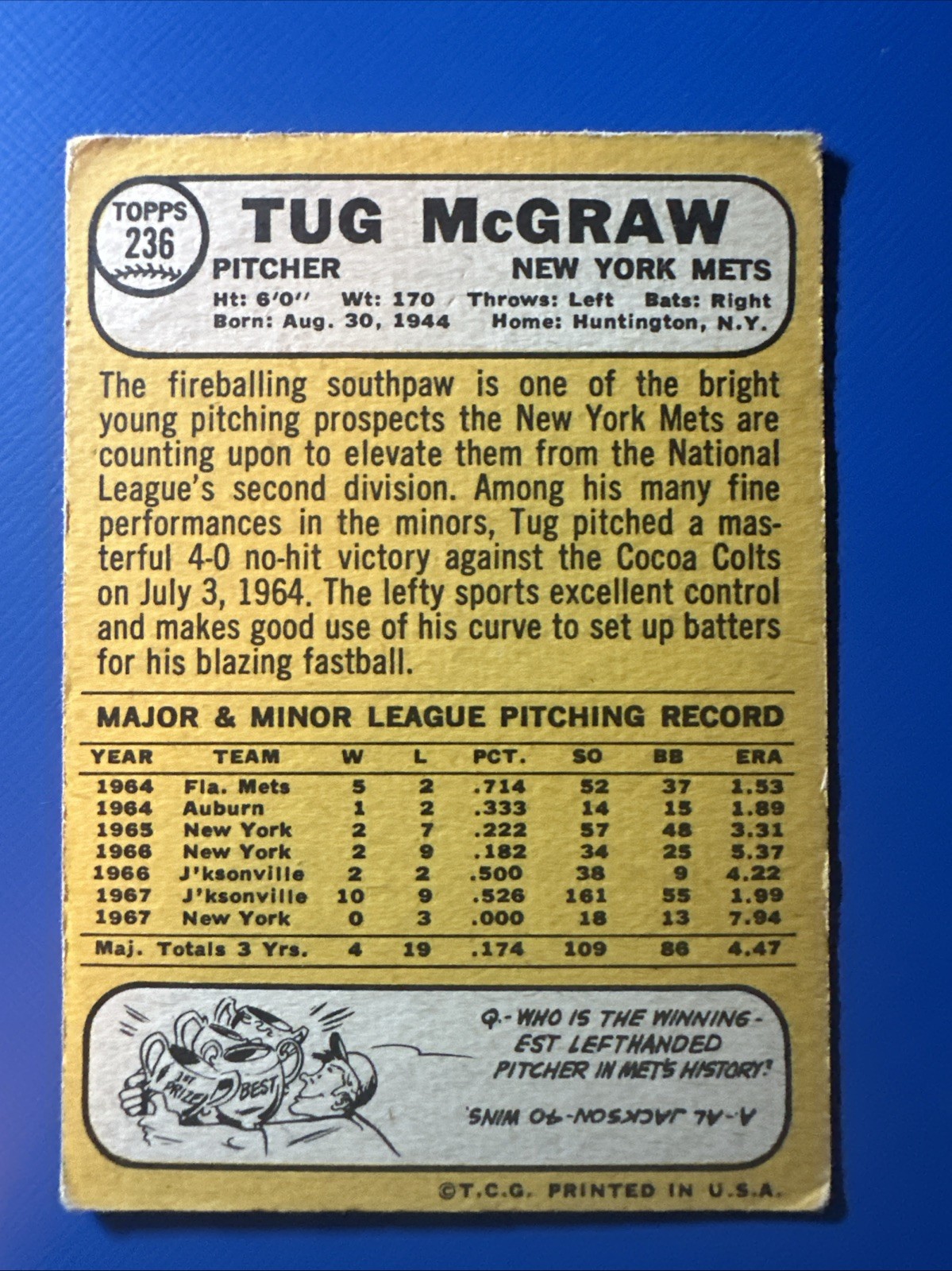 1968 Topps – Tug McGraw #236