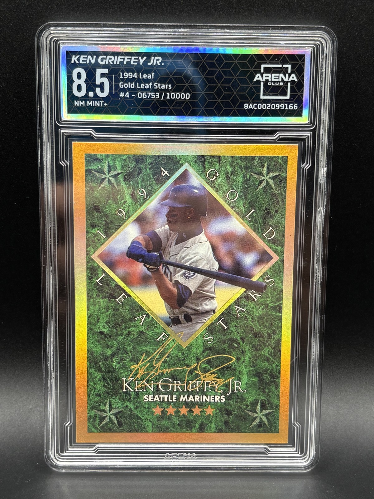 1994 Leaf – Gold Leaf Stars Ken Griffey Jr #4 #’d 6753/10,000 Graded 8.5