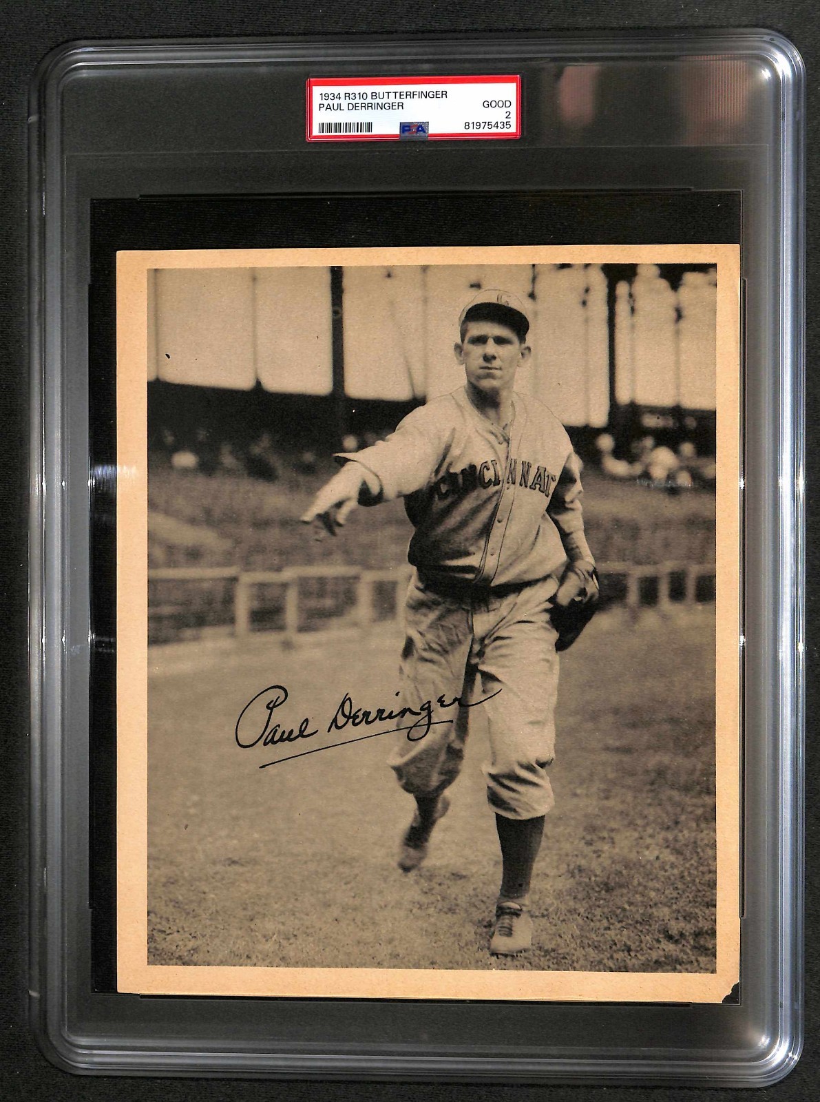 1934 R310 Butterfinger Paul Derringer – PSA 2 (POP 1, 1 HIGHER)