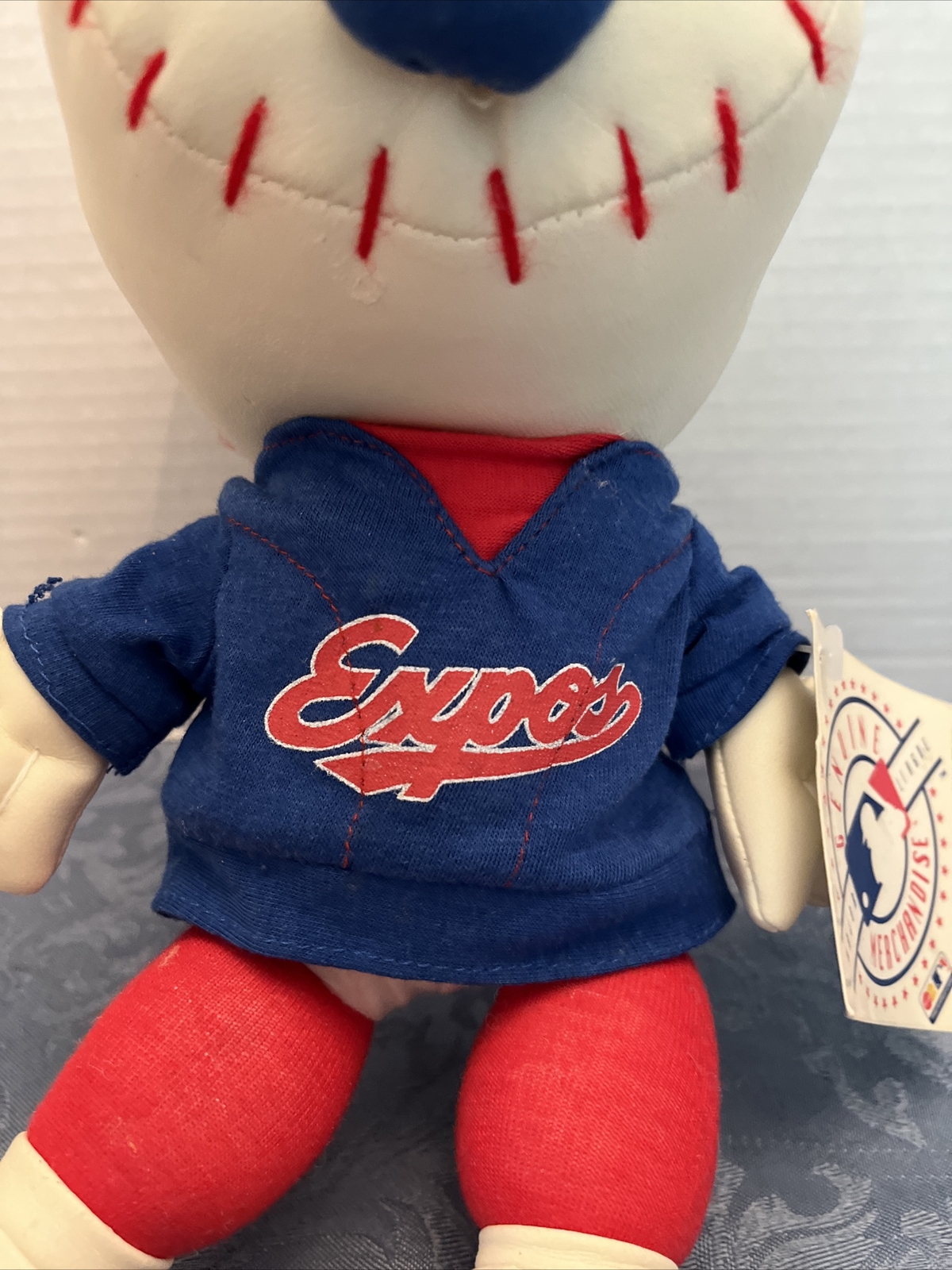 VINTAGE Nanco MLB Baseball Expos Mr Baseball Mascot Plush Stuffed Figure Toy