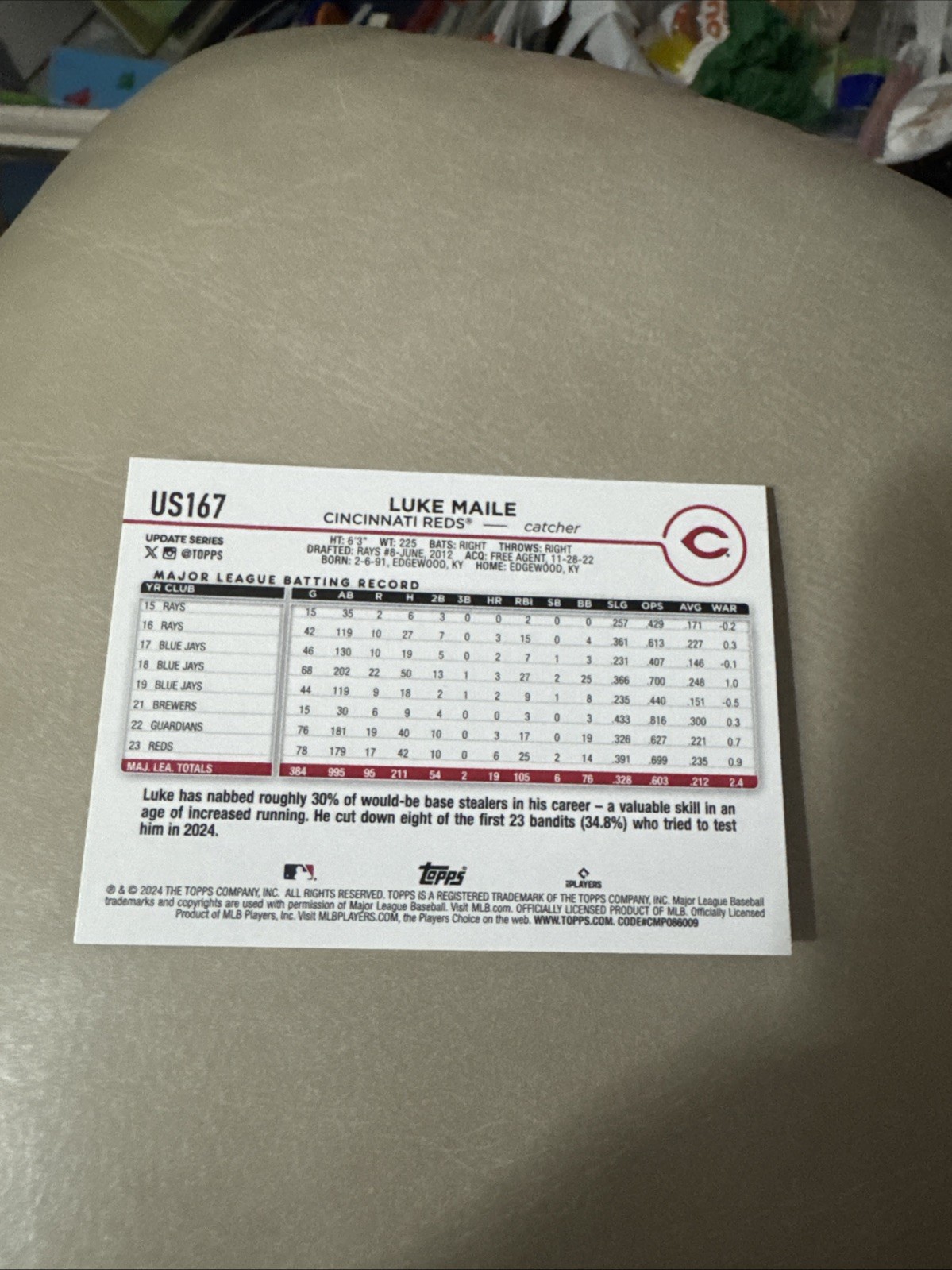 2024 Topps Update #US167 Luke Maile Cincinnati Reds