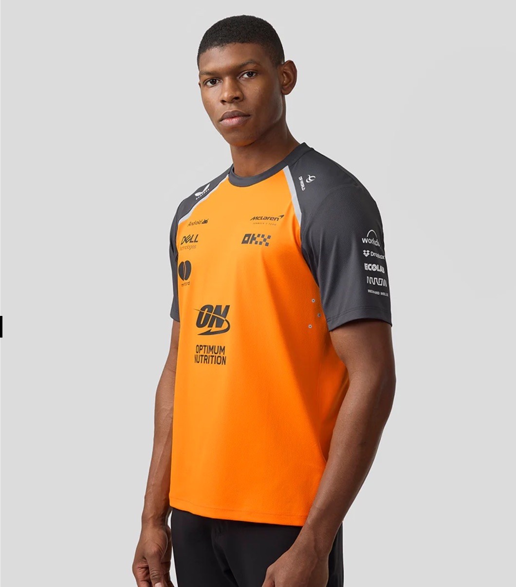 McLaren F1 2025 Men’s Team T- Shirt – NEW LARGE Papaya/Phantom