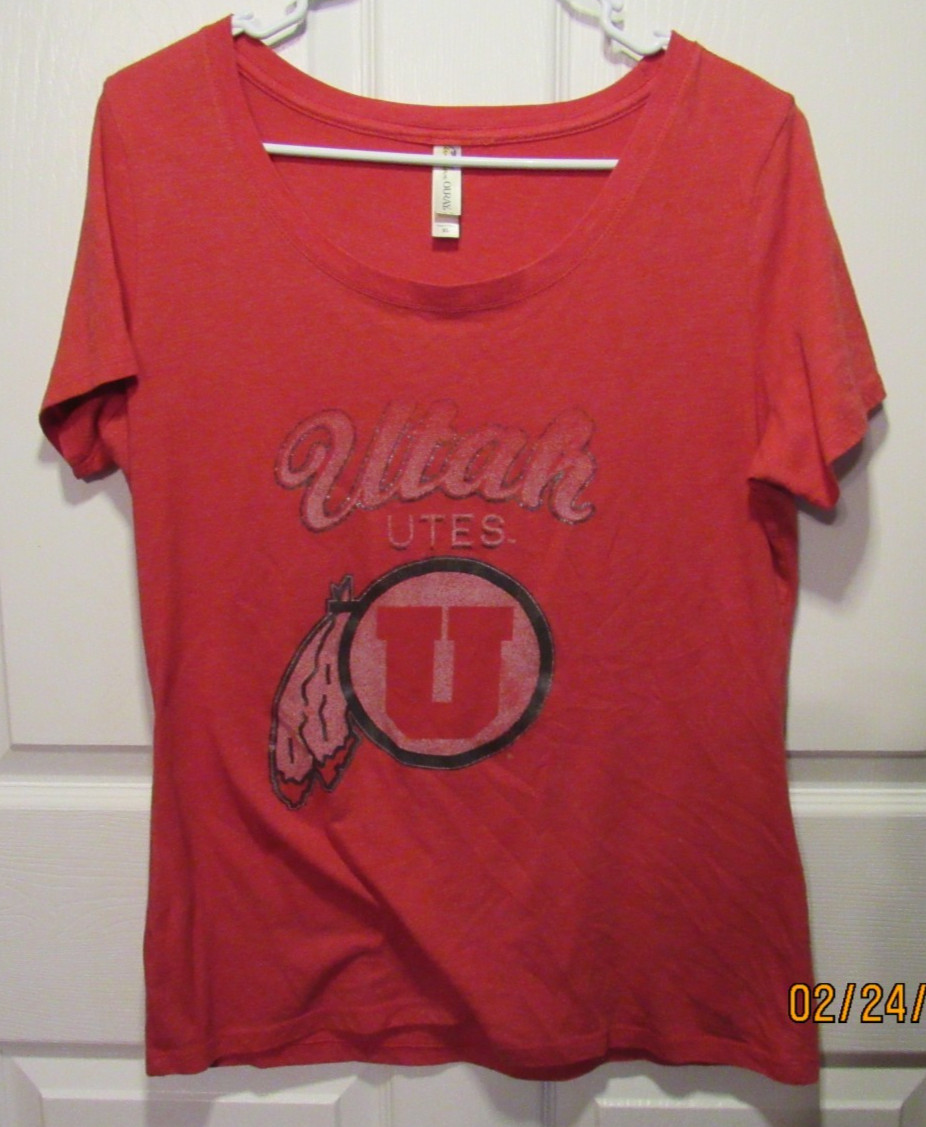 Womens Ouray Utah Utes Top Blouse Shirt XL Red Cotton Polyester Rayon