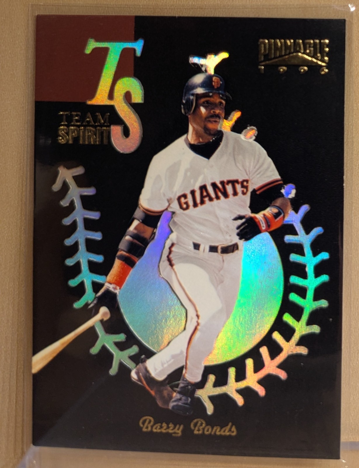 1996 Pinnacle TEAM SPIRIT 12 Barry Bonds Giants RARE MULTI LAYER HOLOFOIL INSERT