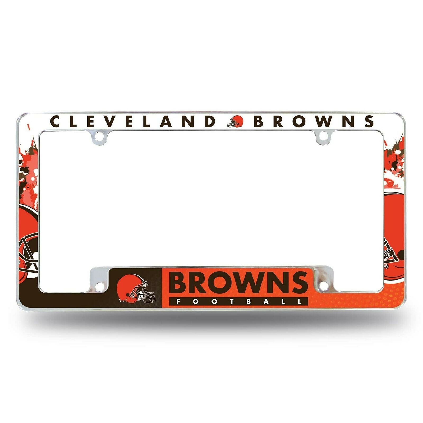 NEW – RICO Industries CLEVELAND BROWNS ALL OVER CHROME FRAME (set of 2)