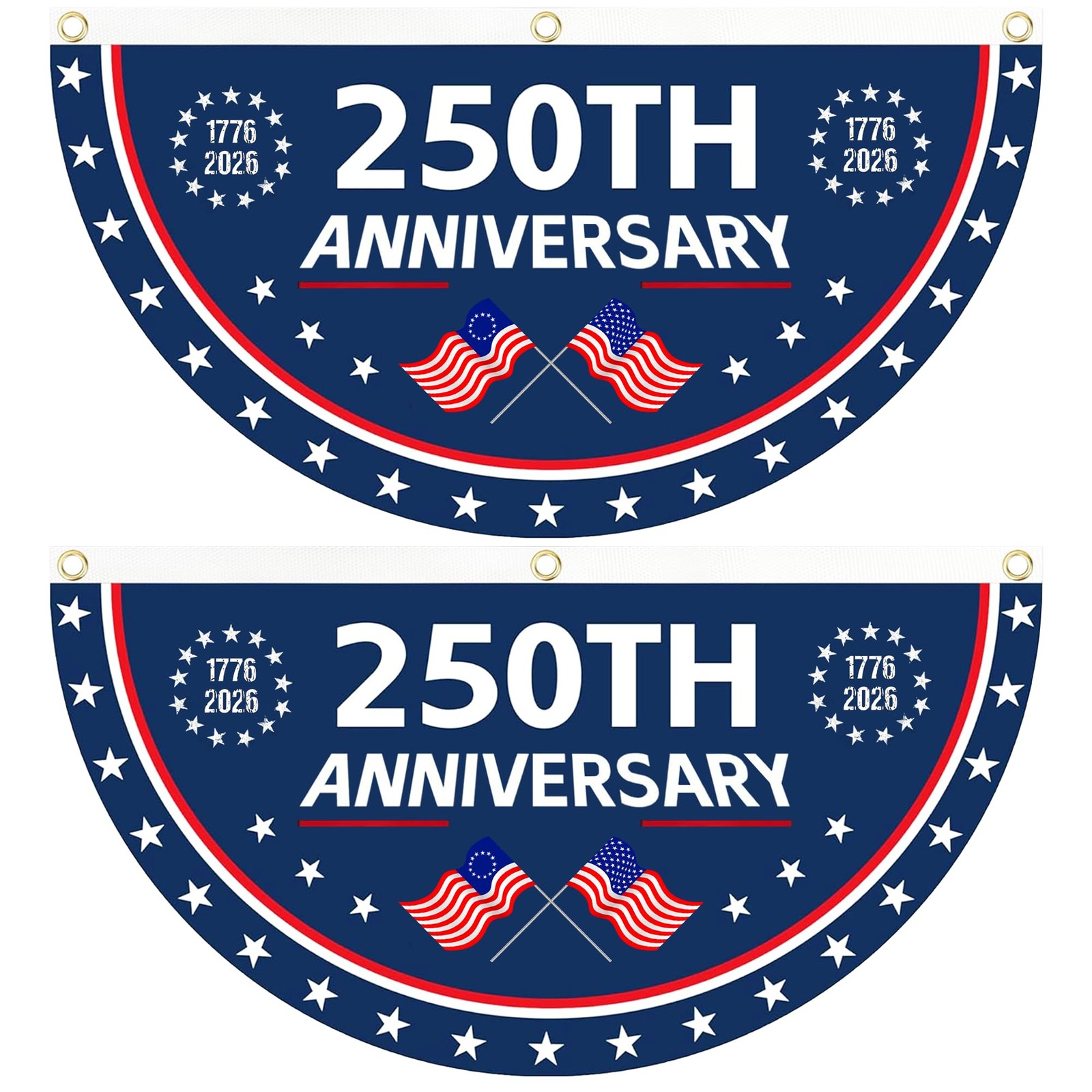 2PCS 250th Anniversary USA Flag, 1.5X3 FT 1776-2026 Fan Flags, 2 Ply Year Americ