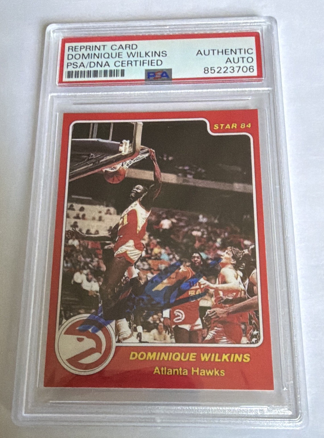 The Star Co Star 84 1984 Dominique Wilkins #263 Hawks Reprint PSA/DNA Auto