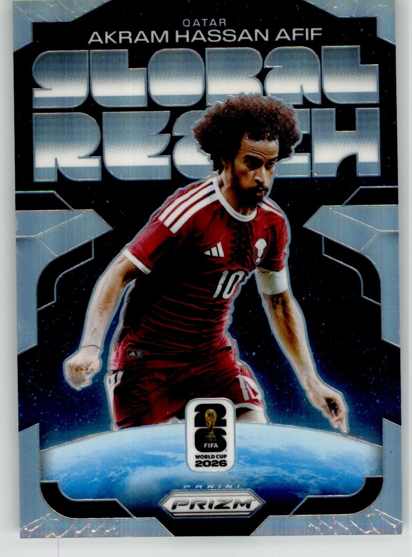 Akram Hassan Afif 2026 Panini Prizm FIFA World Cup Global Reach Silver 17 Qatar