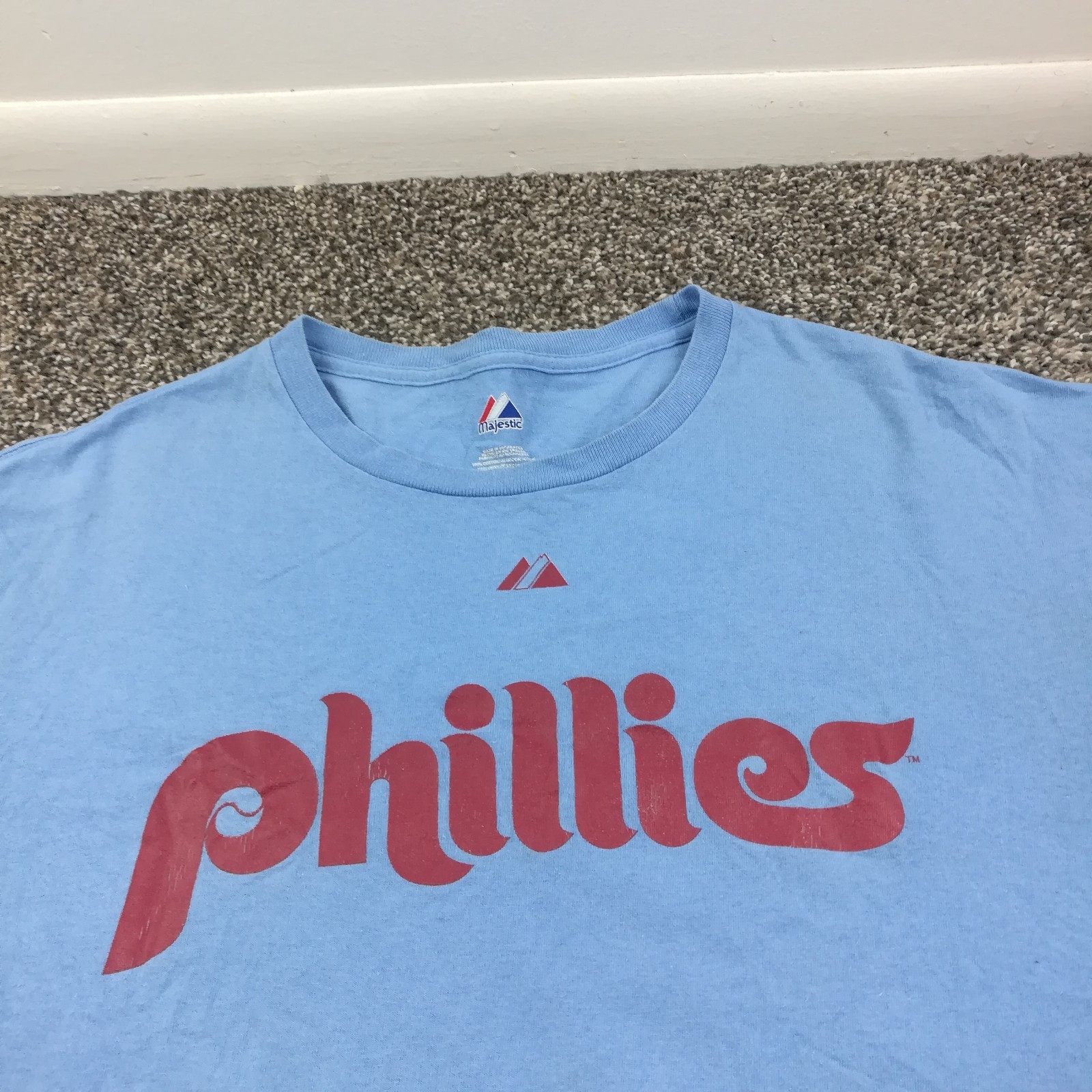 Tug McGraw Philadelphia Phillies T-Shirt Jersey Vintage Logo Majestic Mens XL