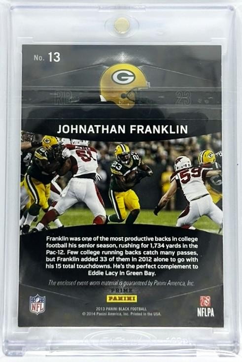 2013 Panini Black #13 Johnathan Franklin 1/1 Onyx RC Patch Laundry Tag NFLPA