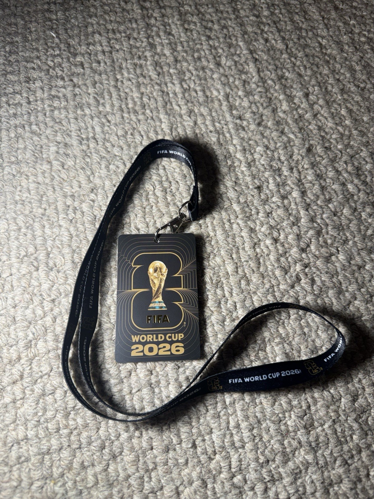 FIFA World Cup 2026 Official Lanyard with Fan ID Badge – Black & Gold, 2-Sided