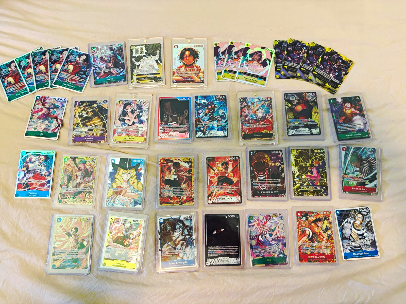 Trading Card Lot: Portgas D Ace, Luffy, Zoro, Nico Robin, Yamato